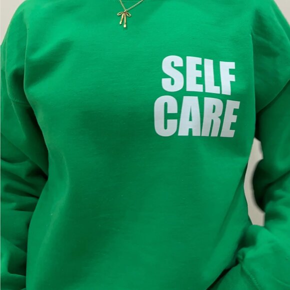 Self Care Shopping For Myself Crewneck, Green - Picture 3 of 3